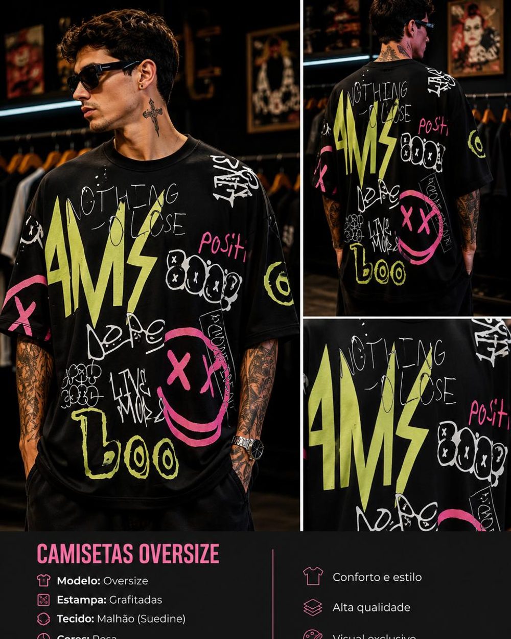 Camiseta Grafitada Nothing to Lose Preta